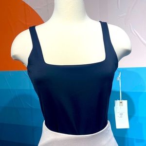 Square Neck Sleeveless Wide Strap Tank Bodysuit - Good American Scuba Top